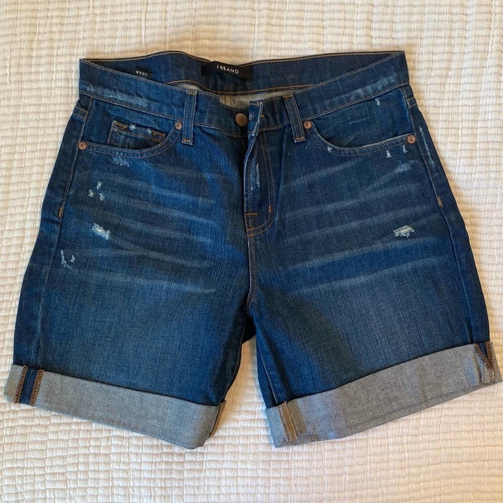 J Brand Distressed Denim Cuffed Jean Shorts